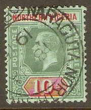 Northern Nigeria 1912 10s Green and red on green. SG51.